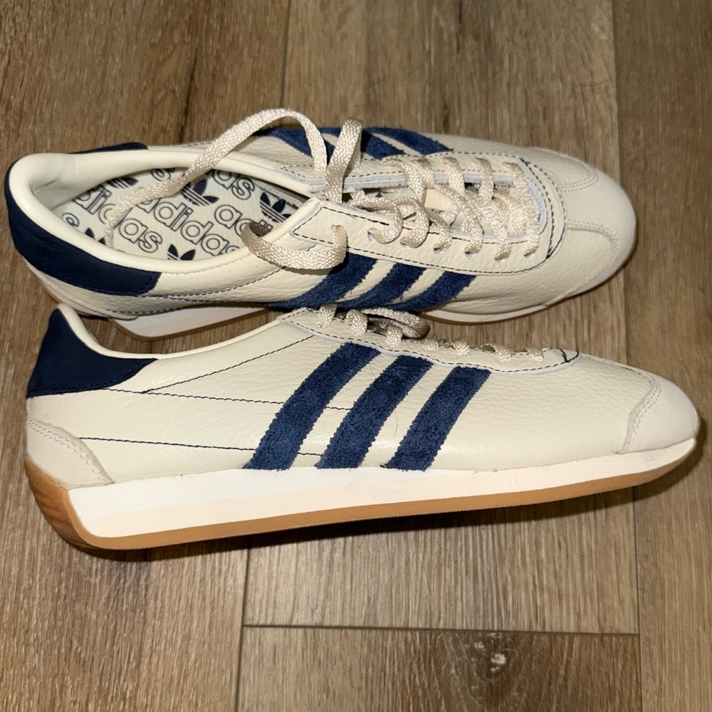 Adidas Cream and Navy Sneakers